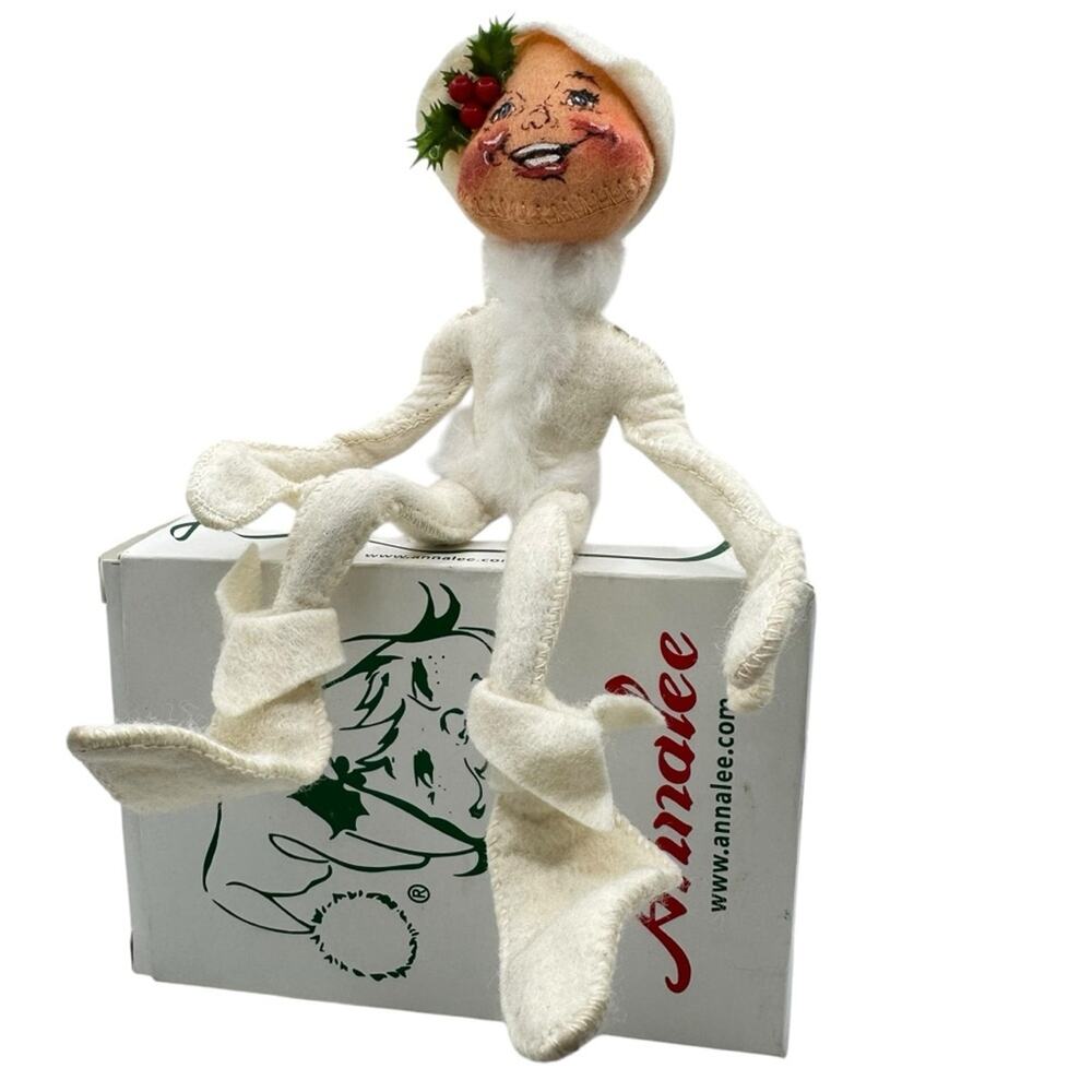 VTG 1957 Annalee Mobilitee Christmas Elf Doll Bendable 9"  White  Eyes Open
